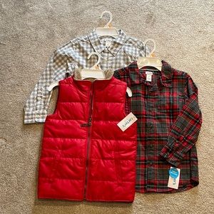NWT Lot of 3 Carter’s Shirt & Vest Set (size 7)